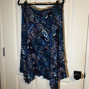 Paisley Asymmetrical Skirt in Blue and Purple